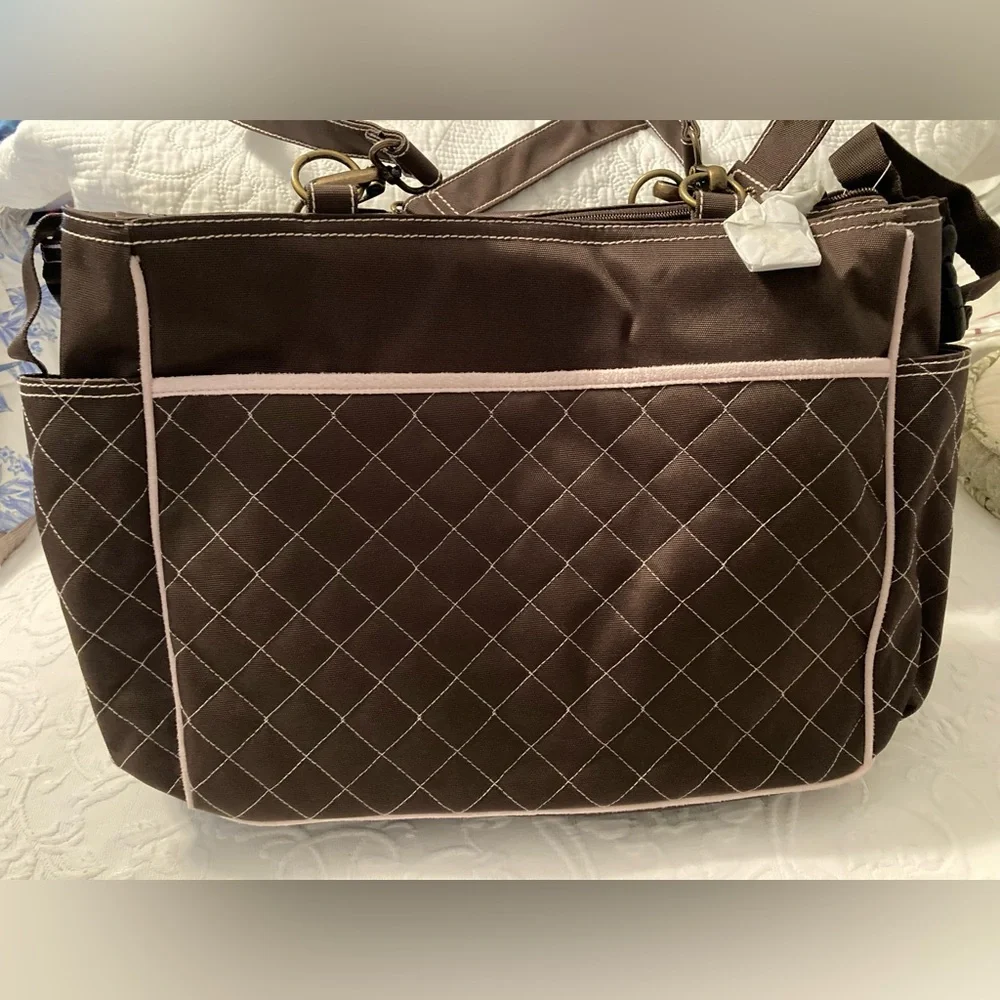 Kalencom New Orleans Chocolate Tote Diaper Bag with Fleur-de-Lis design. NWT
